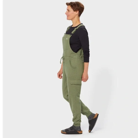 Duluth Trading Co Women's Souped-Up Sweats with Storm Cotton Olive Overalls - Picture 3 of 5
